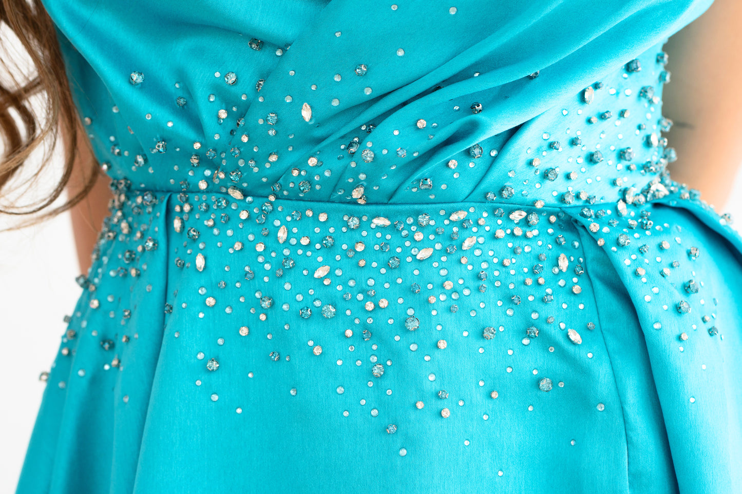 Rochie de ocazie cu umerii goi și croi prințesă - Aurora Glow (AT3) - Baby Blue