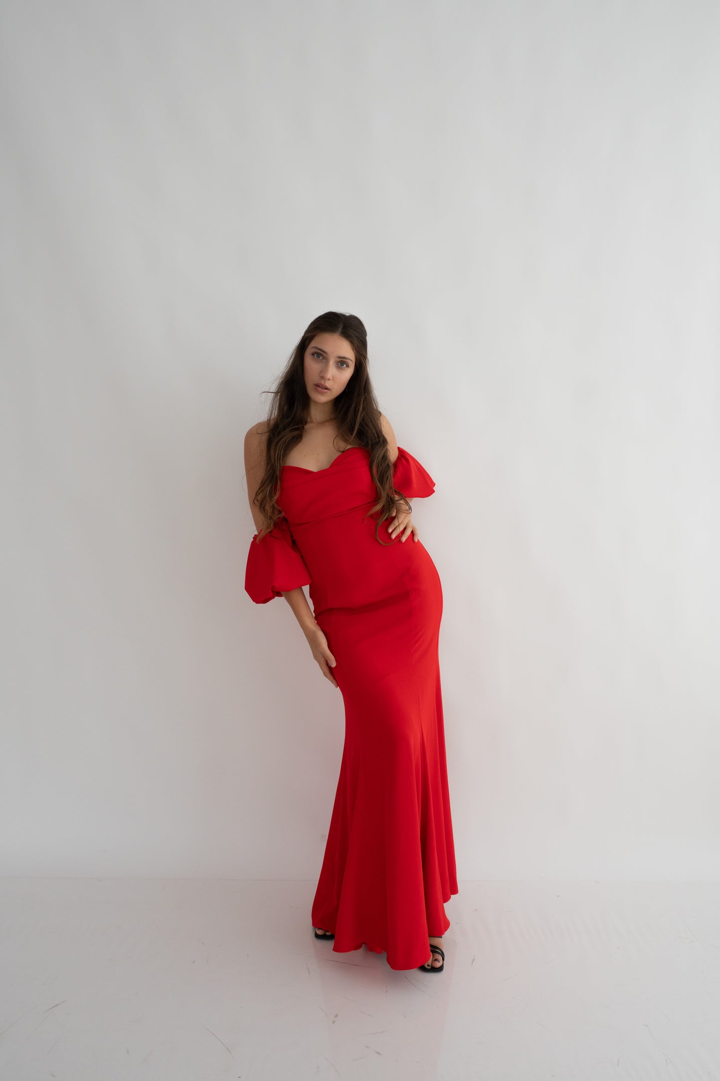 Rochie Eleganta, Stil Sirenă, Fără Bretele, cu Mâneci detașabile, Mermaid Luxe (AT4)