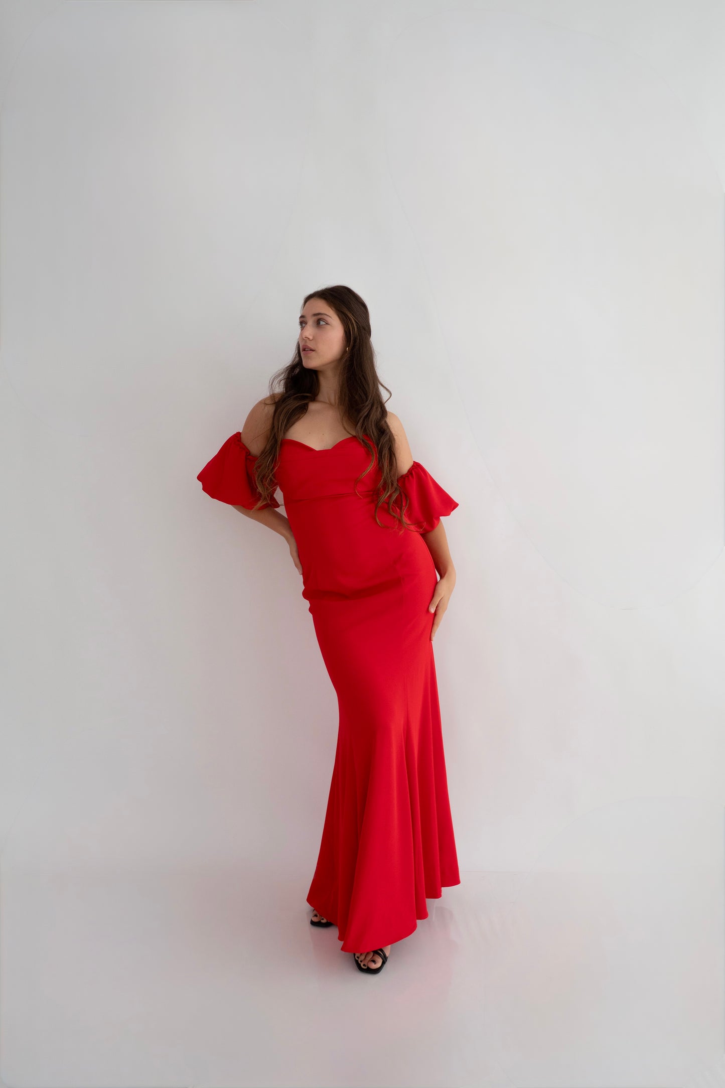 Rochie Eleganta, Stil Sirenă, Fără Bretele, cu Mâneci detașabile, Mermaid Luxe (AT4)