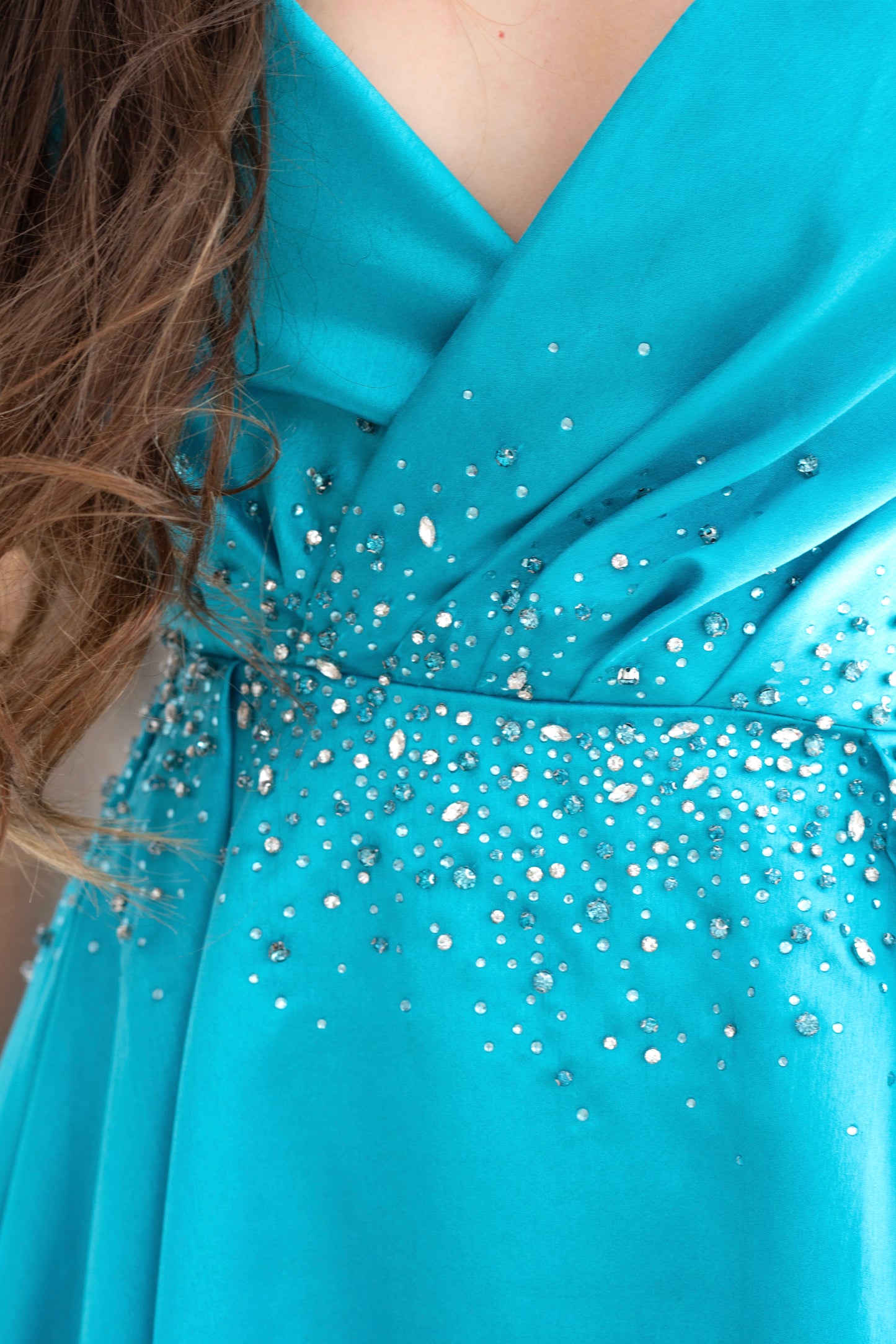 Rochie de ocazie cu umerii goi și croi prințesă - Aurora Glow (AT3) - Baby Blue