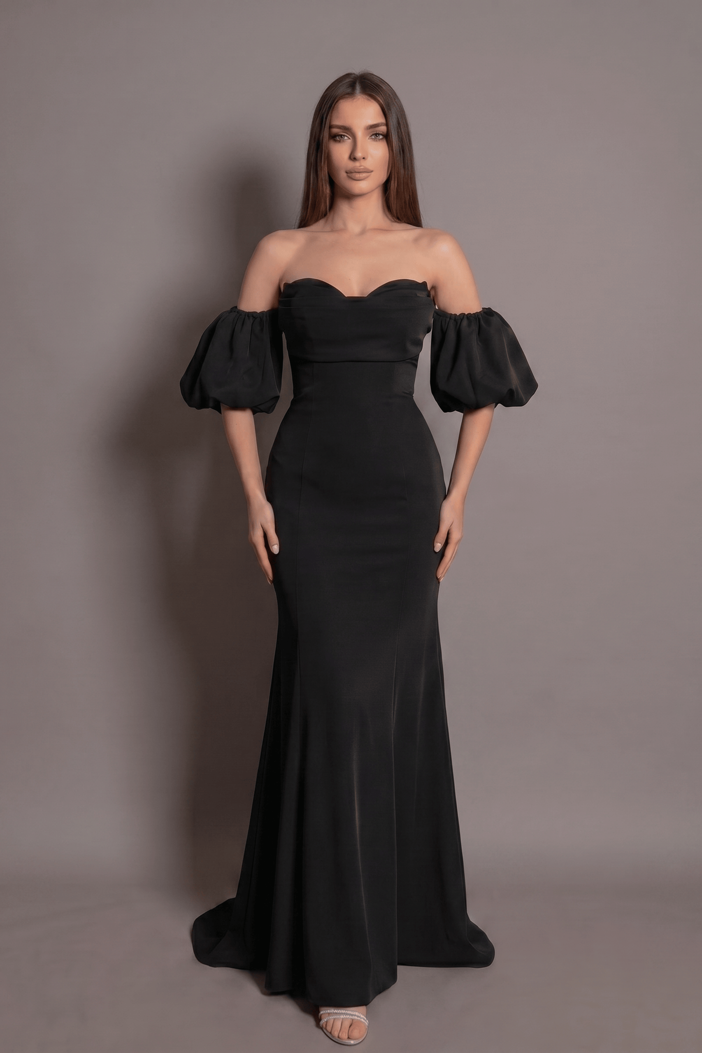 Rochie lungă Mermaid Luxe stil sirenă fără bretele cu mâneci detașabile Eleonora Luxe - imagine 12