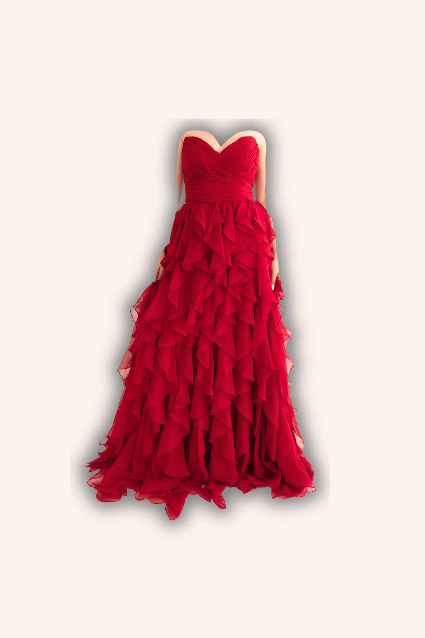 Rochie de Seară prințesă, decolteu inimă și cu Volane - Ruffle Elegance (AT5) - Rosu