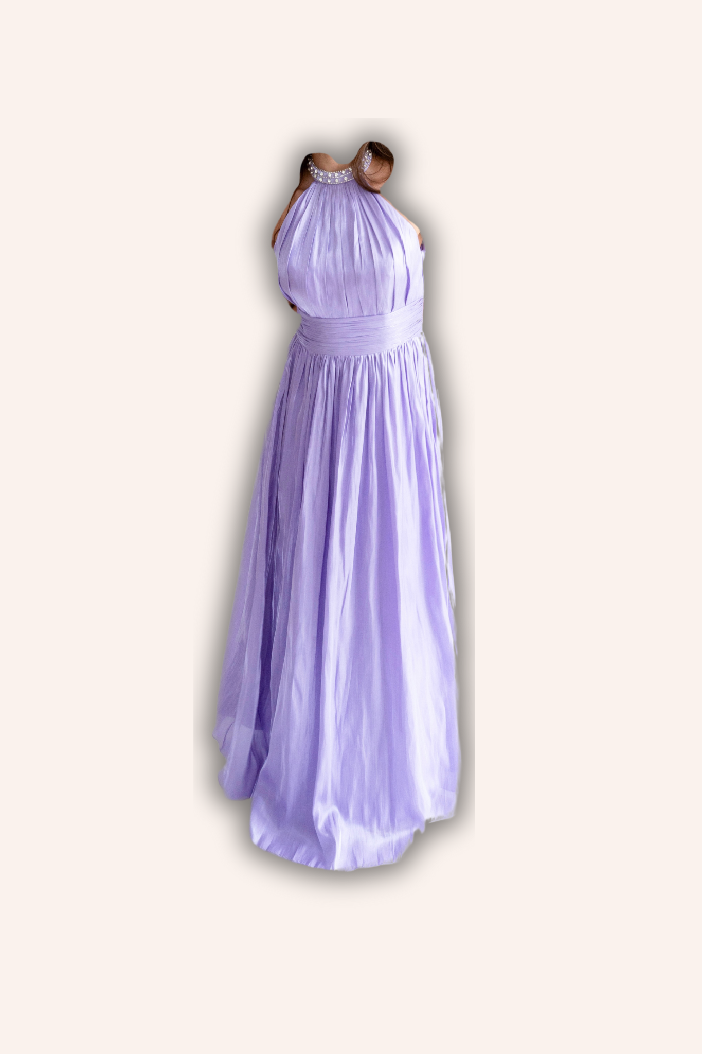 Rochie lunga nunta Halter Neck cu Strasuri – Celeste Glow (AT2) - Liliac