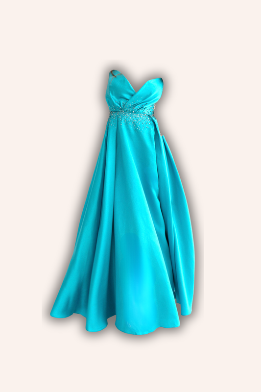 Off-the-shoulder princess-cut occasion dress - Aurora Glow (AT3)