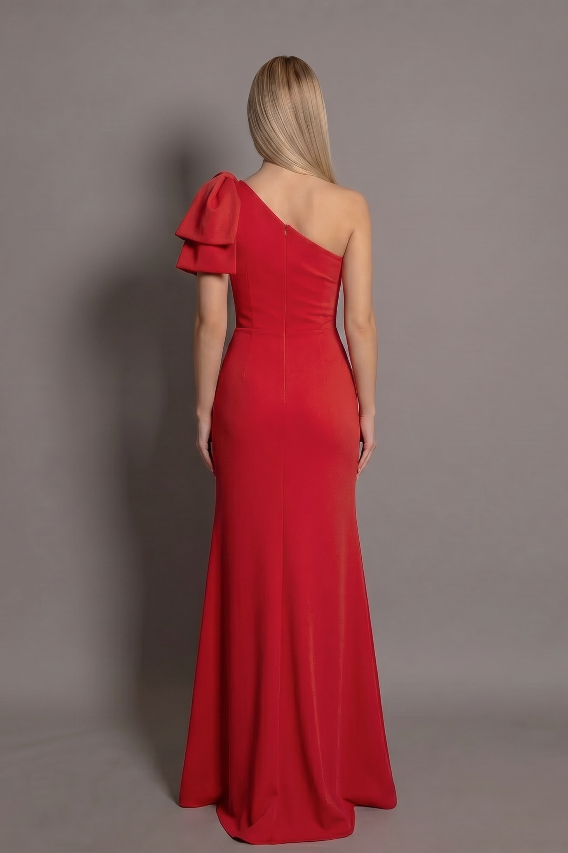 Rochie lungă Eleonora Rose Bow cu șliț și fundă pe un umăr Eleonora Luxe - imagine 3