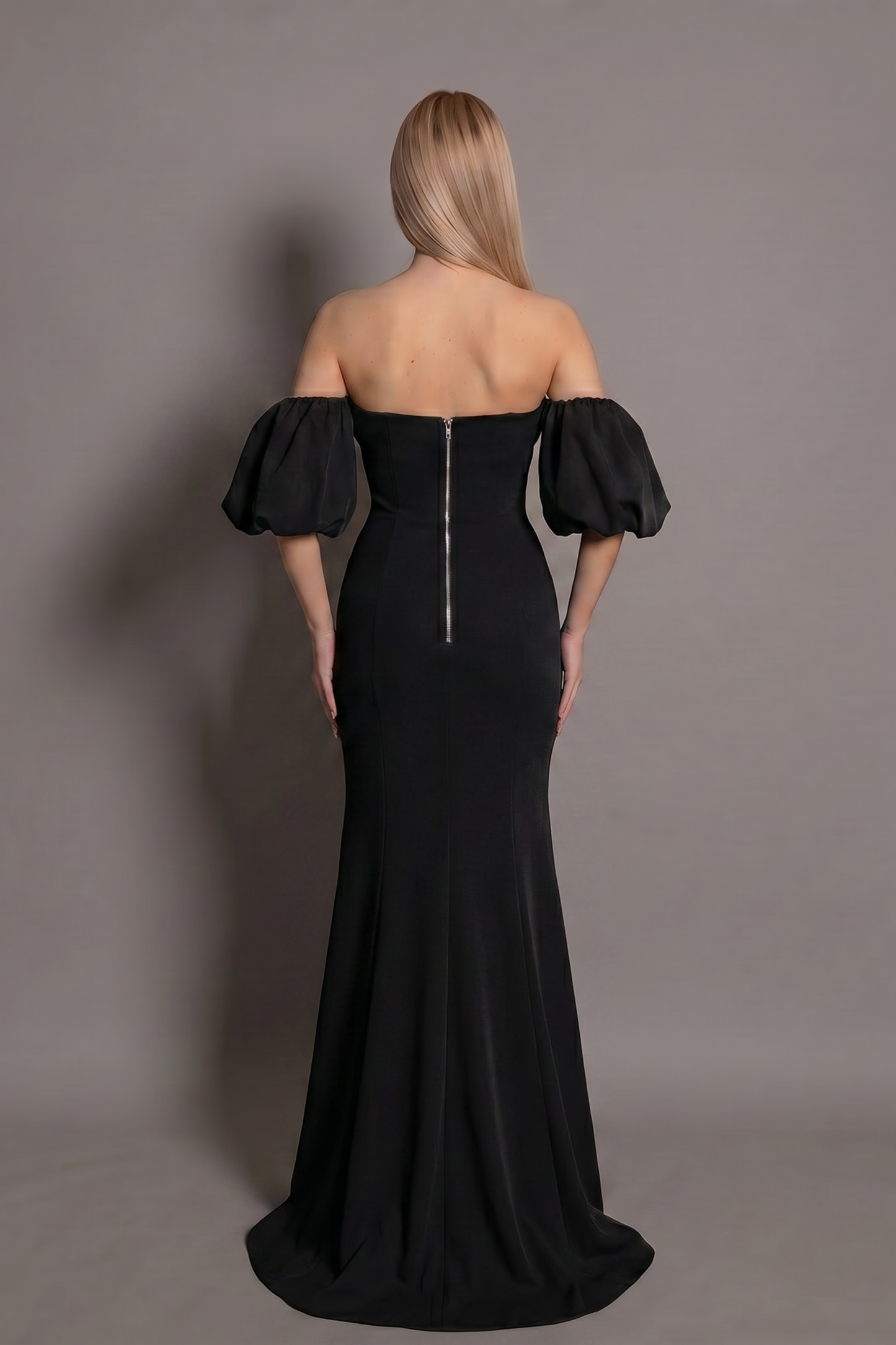 Rochie lungă Mermaid Luxe stil sirenă fără bretele cu mâneci detașabile Eleonora Luxe - imagine 11