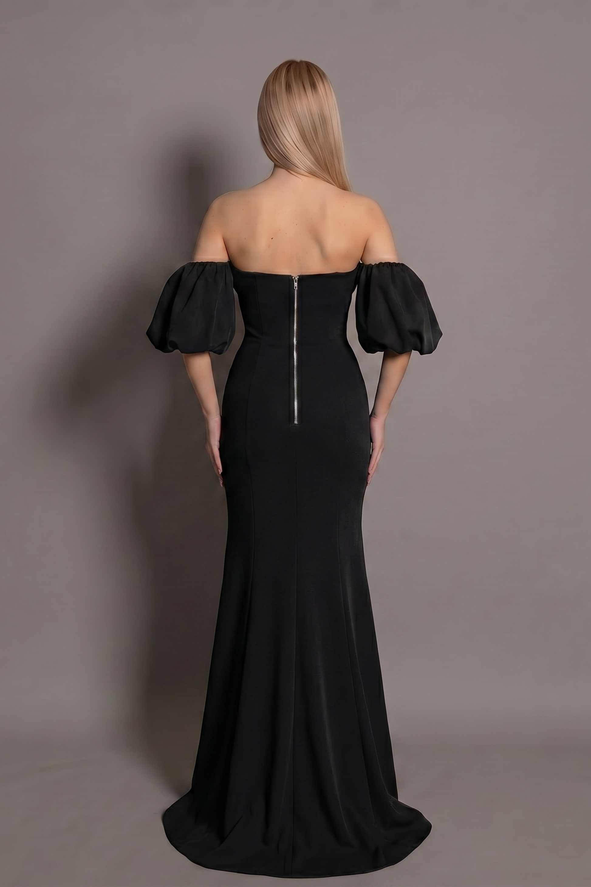 Rochie lungă Mermaid Luxe stil sirenă fără bretele cu mâneci detașabile Eleonora Luxe - imagine 11