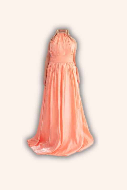 Halter Neck Long Wedding Dress with Rhinestones – Celeste Glow (AT2)