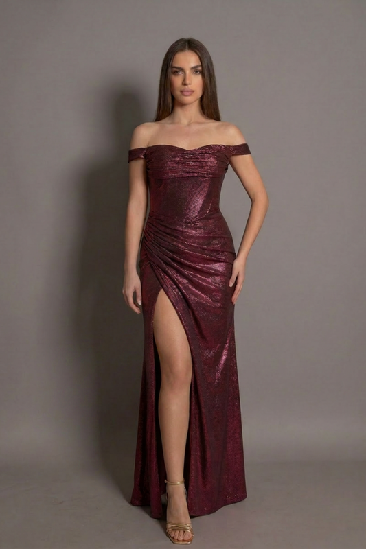 Rochie lungă de seară Sofia cu umeri goi și șliț lateral Eleonora Luxe - imagine 11