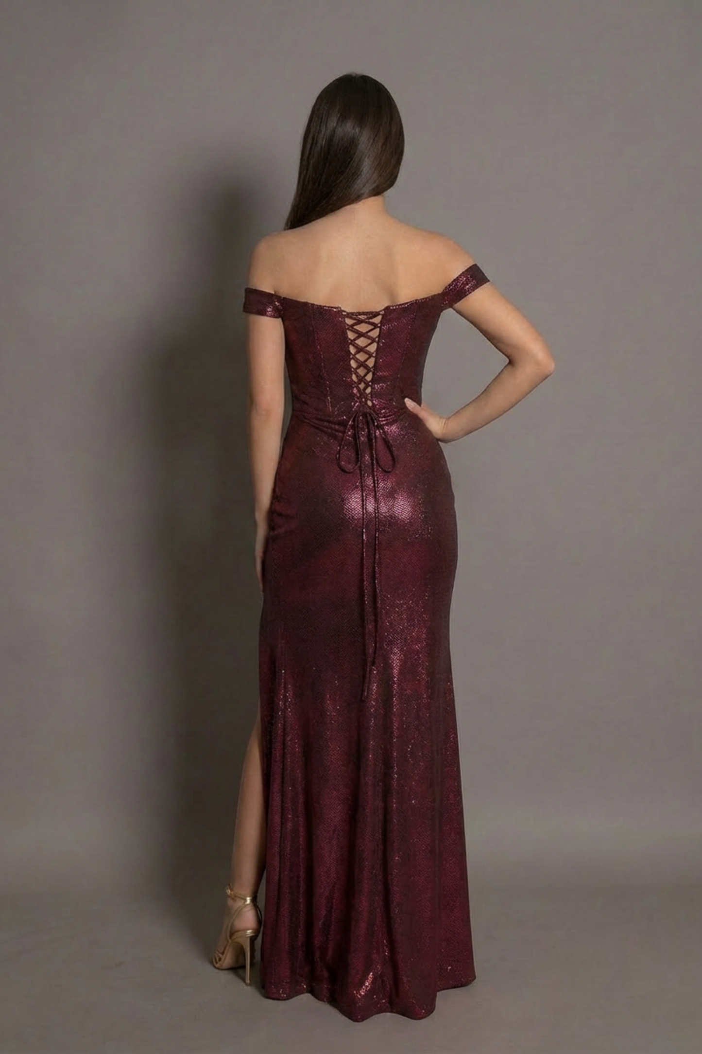 Rochie lungă de seară Sofia cu umeri goi și șliț lateral Eleonora Luxe - imagine 12