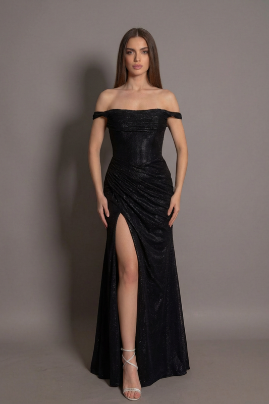 Rochie lungă de seară Sofia cu umeri goi și șliț lateral Eleonora Luxe - imagine 1