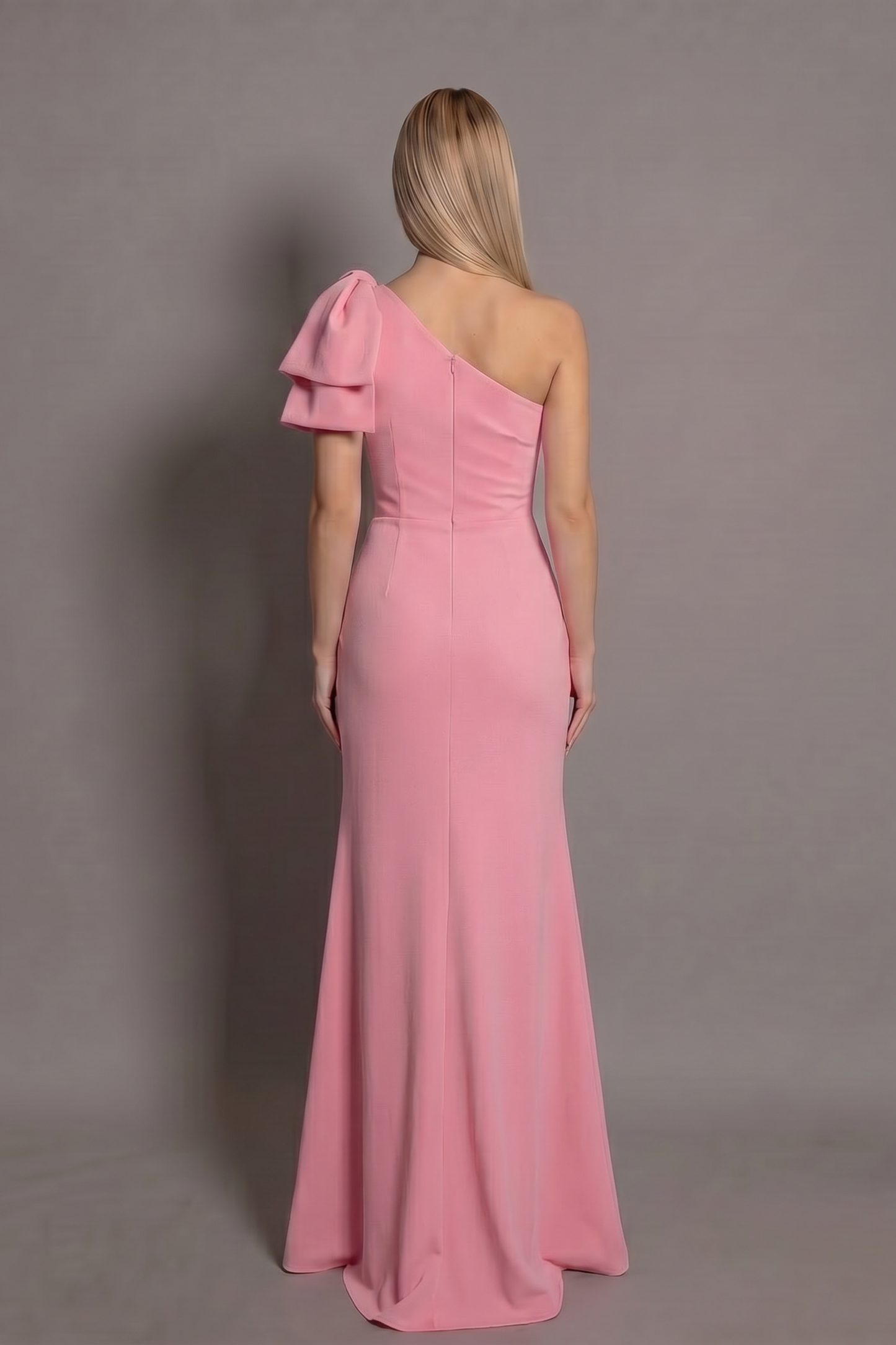 Rochie lungă Eleonora Rose Bow cu șliț și fundă pe un umăr Eleonora Luxe - imagine 13