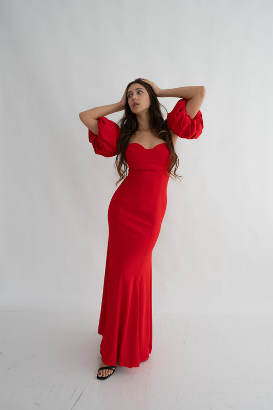Rochie Eleganta, Stil Sirenă, Fără Bretele, cu Mâneci detașabile, Mermaid Luxe (AT4)