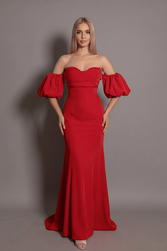 Rochie lungă Mermaid Luxe stil sirenă fără bretele cu mâneci detașabile Eleonora Luxe - imagine 1