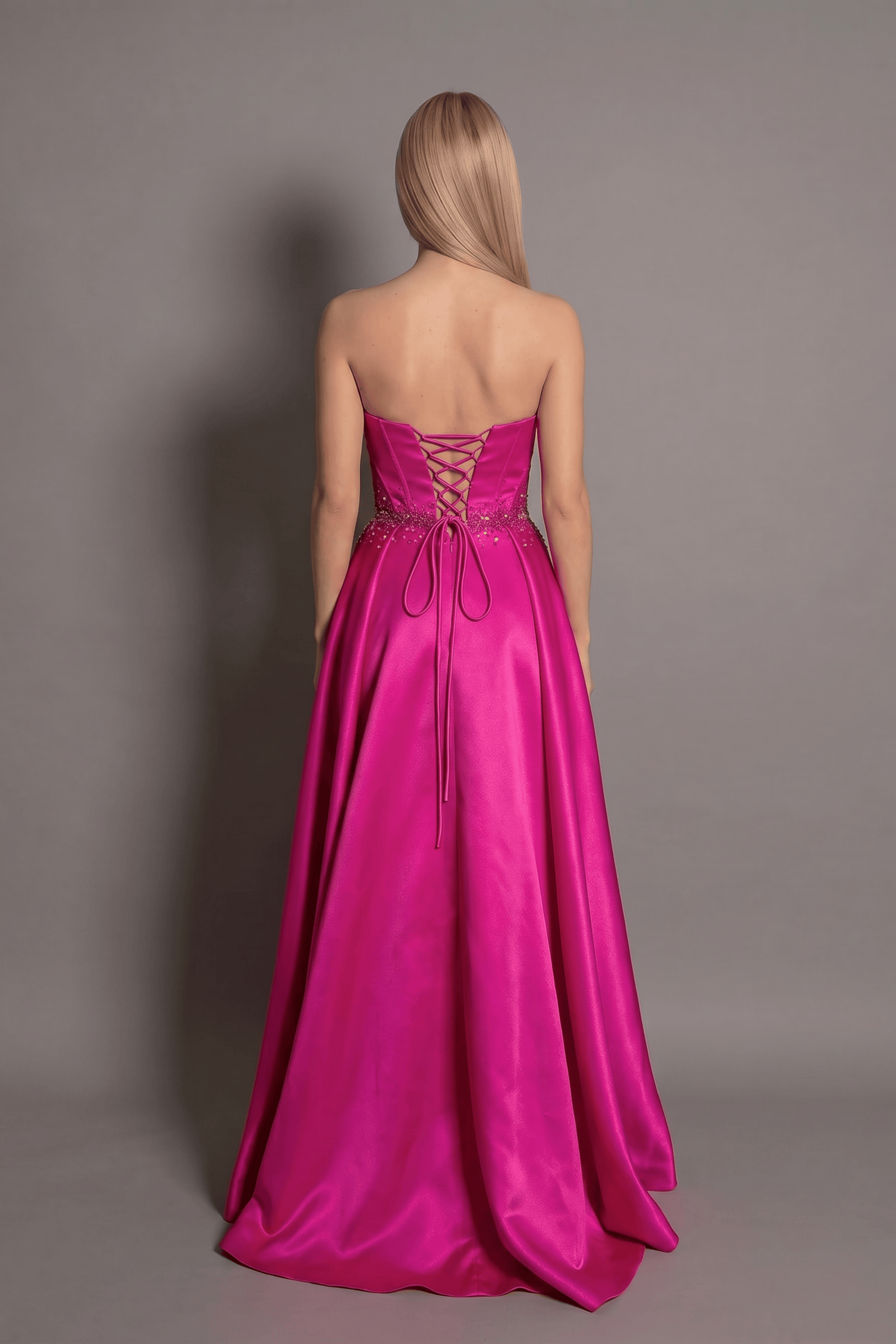 Rochie roz lungă Aurora Glow cu umeri goi și croi prințesă Eleonora Luxe - imagine 3