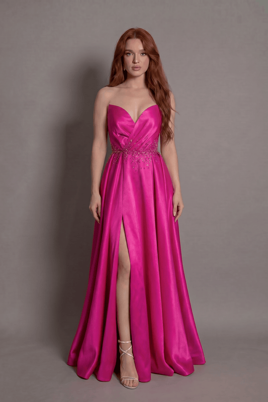 Rochie roz lungă Aurora Glow cu umeri goi și croi prințesă Eleonora Luxe - imagine 1